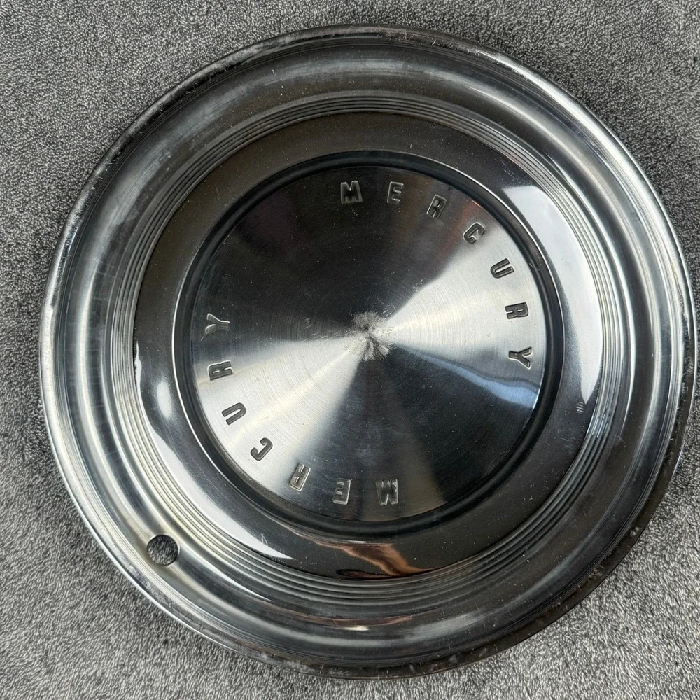 Vintage Mercury 13 Inch Stainless Steel Hubcap Wheel Cover OEM Block Lettering